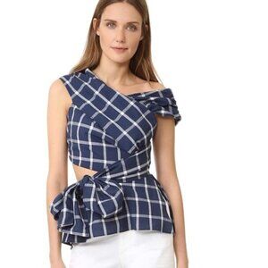 Luxe By Stylekeepers Asymmetrical Top Cut Wrap Blue White Size Small